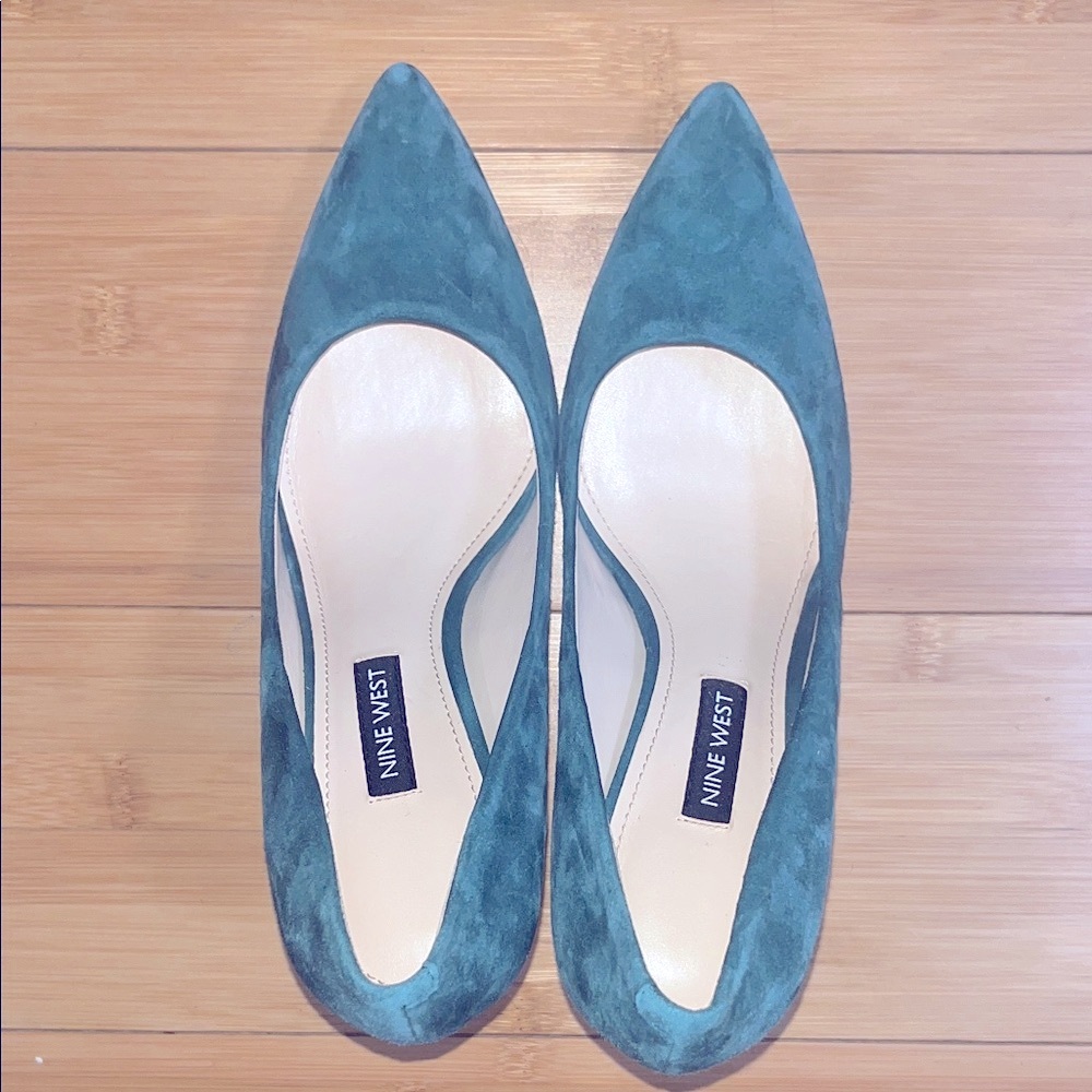 Nine West Dark Teal Suede Heels - Picture 2 of 4